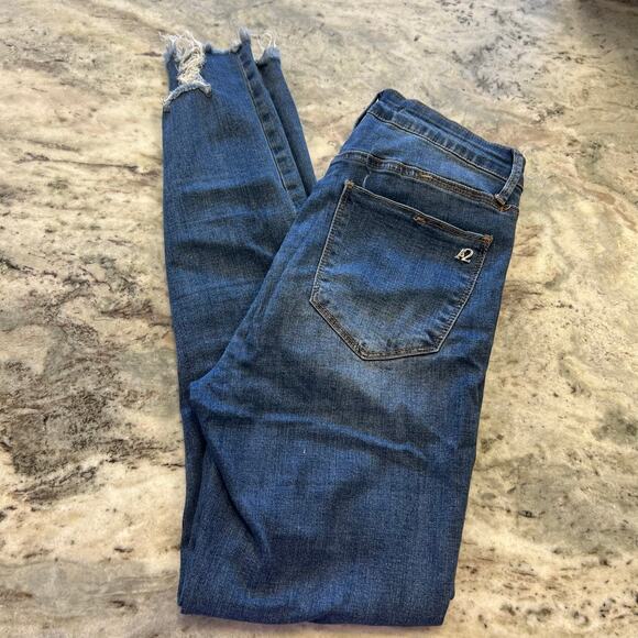 A2nd Medium Wash Distressed Skinny Jeans Size 5 - Picture 2 of 3